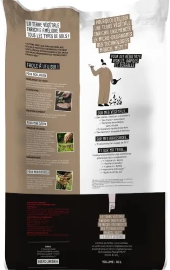 Terre Végétale Enrichie en Micro-Organismes, 100% Naturelle, Fumier de Cheval, pour Potager Fleurs Arbres Arbustes Gazon, UAB, 30L