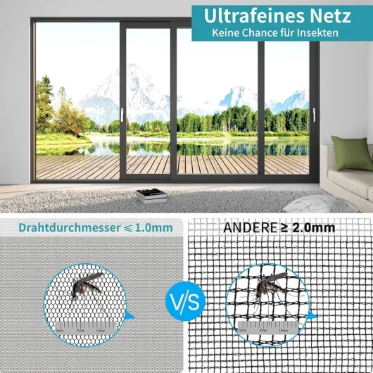 Moustiquaire pour fenêtre, moustiquaire en acier inoxydable 304, filet de rechange découpable, convient pour fenêtres, salons, portes de terrasse, lucarnes, portes de terrasse (0,61 x 2,13 m) 61x213cm