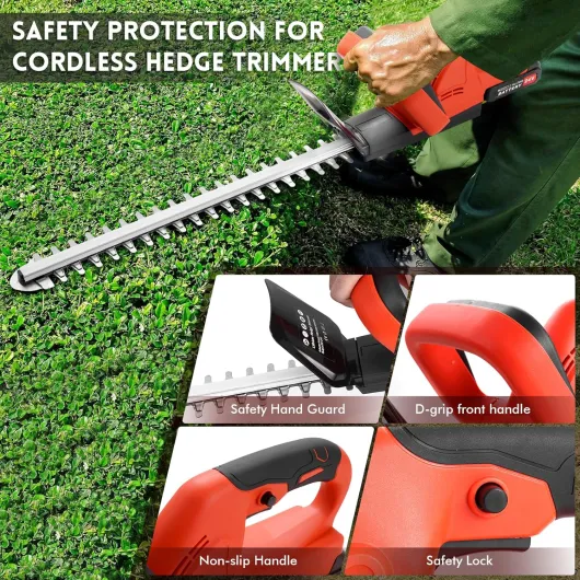 21V Taille-haie sans Fil avec 2 * 3000mAh Batteries et Chargeur, Longueur de Lame 51 cm Espacement des Dents Électrique pour Tailler Les Arbustes Entretien du Jardin