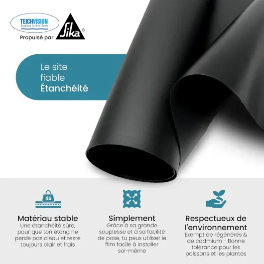 Bache Bassin en PVC Noir de qualité supérieure 0,5 mm - 4 m x 4 m/bâche pour Bassin Convient pour Les étangs, Les biotopes, Les piscines Naturelles B: 4 m x L: 4 m