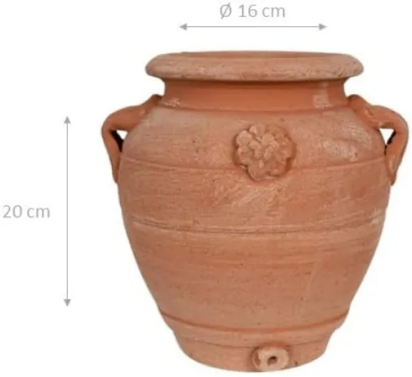 Biscottini Vase de Fleur Interieur L16xPR16xH20 - Vase en Terre cuit - Pots de Fleurs - Jardinieres Exterieur - Décoration - Pot en Terre Cuite