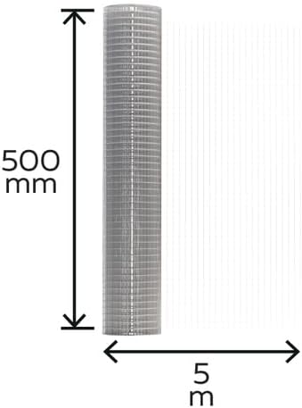 Alberts 614461 Grille soudée - différentes hauteurs - en option dans différentes couleurs - galvanisée - mailles 12,7 x 12,7 mm - hauteur 50 cm - longueur 5 m Gris Höhe: 500 mm