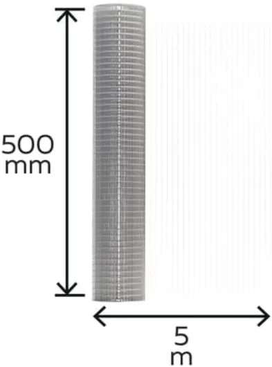 Alberts 614461 Grille soudée - différentes hauteurs - en option dans différentes couleurs - galvanisée - mailles 12,7 x 12,7 mm - hauteur 50 cm - longueur 5 m Gris Höhe: 500 mm