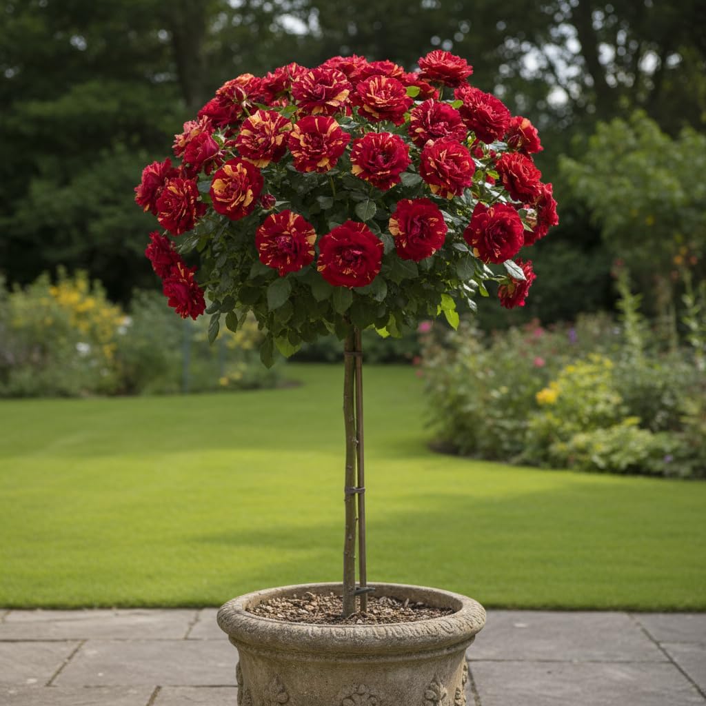 Rosier sur tige - 120 cm de hauteur - Pour pots et pleine terre - Idéal pour Balcon, terrasse, Petit Jardin (Hocus Pokus) 120 cm - Hocus Pokus