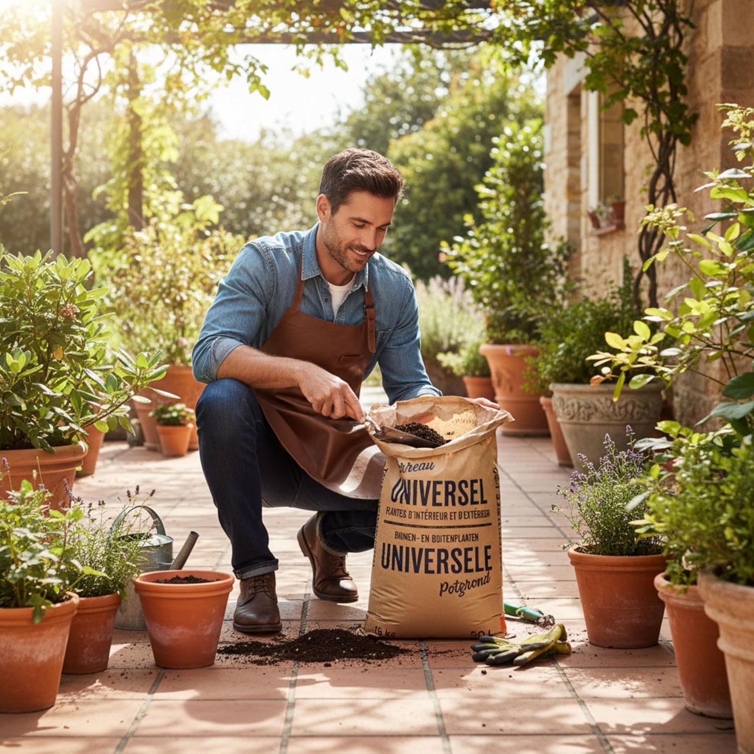 Terreau Universel 50L - Toutes Les Variétés de Plantes Intérieur et Extérieur - Jardin, Terrasse, Balcon, Potager - Palmier, Plantes Grasses, Semis, Bonsai, Légumes, Cactus, ...