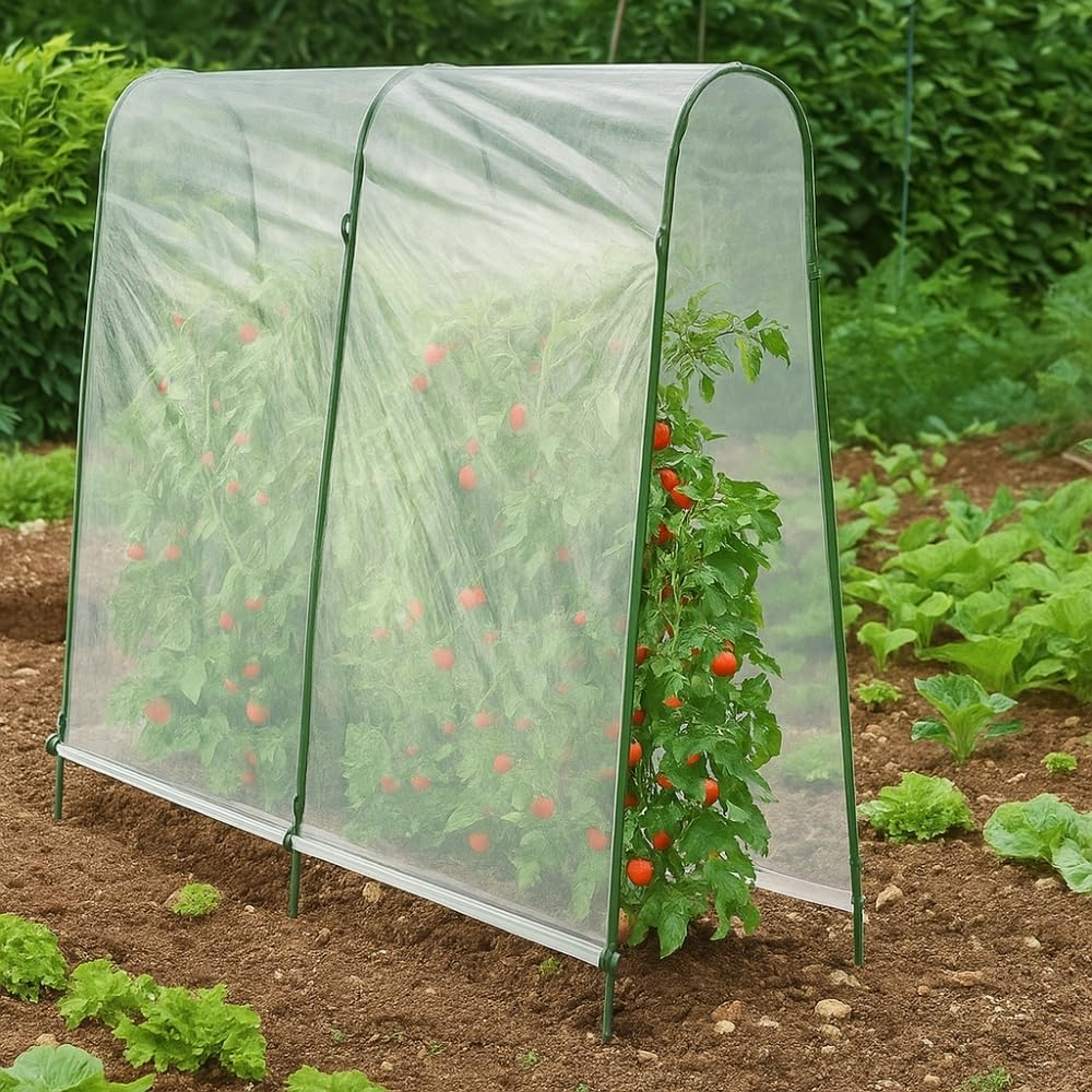 Serre à tomates de Jardin 200x180x120 cm avec bâche renforcée & arceaux Acier – Crée Un microclimat, Protection tomates Contre intempéries, idéale jardinière Tomate
