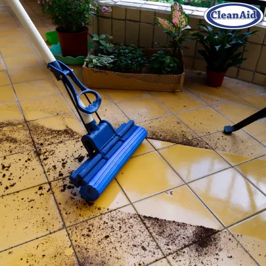 OneTouch Easy Balai Lave Sol - Serpillière éponge avec manche télescopique, essoreuse intégrée et éponge PVA hautement absorbante - Serpillière pour la cuisine, la salle de bain et la maison - Raclette Onetouch Easy