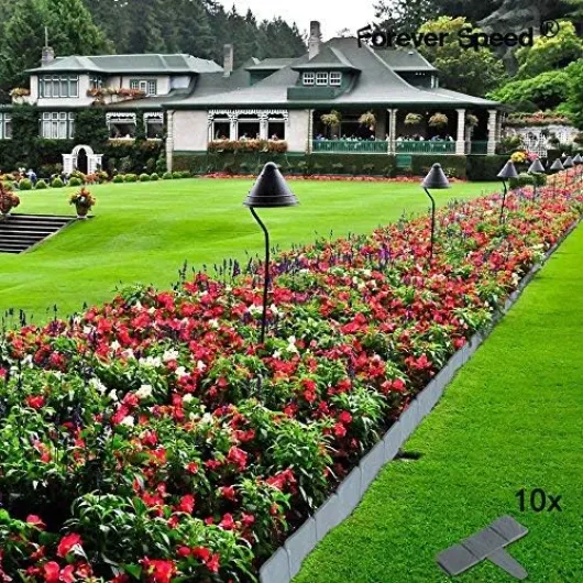 Forever Speed Bordures de Jardin 10m Bordure de Gazon Clôture Effet Pierre Bord la Pelouse 40 Pcs Gris Bordure de Jardin Décorative Gris-10M