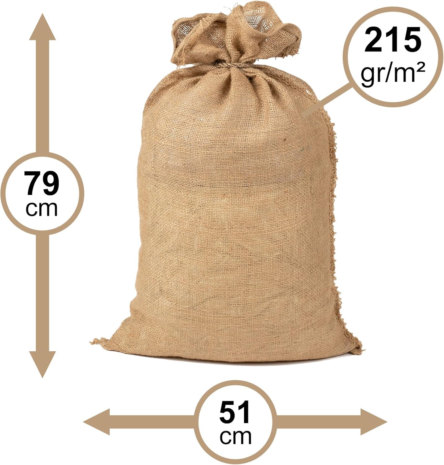 La Cordeline Lot 3 Sacs Pommes de terre Toile Jute 51 x 81 cm, 215 gr/m2, 25kg - ACJN28PA-L3 Naturel Unique