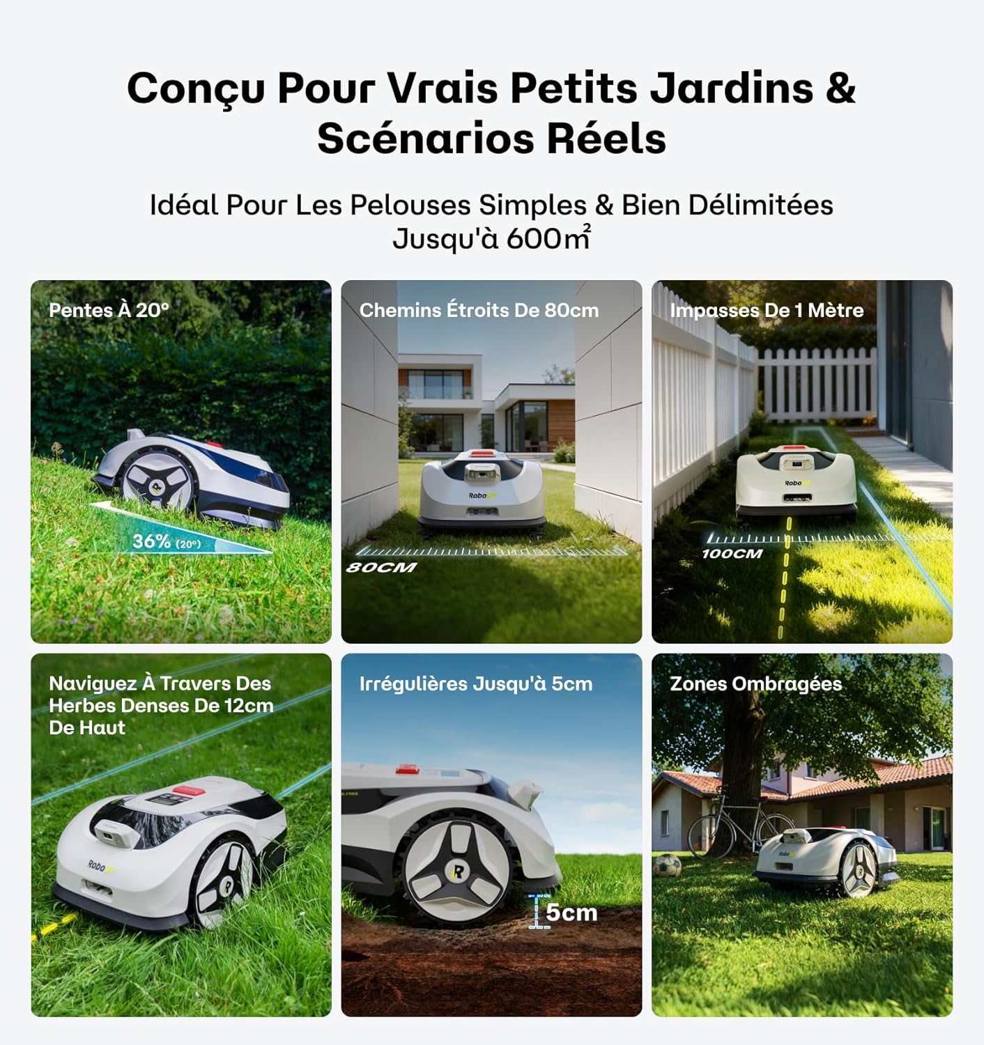 Raccoon 2 SE Robot Tondeuse-600m², Robot Tondeuse Intelligent sans RTK, Prêt à l'emploi, Tonte Parallèle de Carte Complète, 5Ah Recharge Rapide & 150mins Autonomie Longue, Tonte Efficace