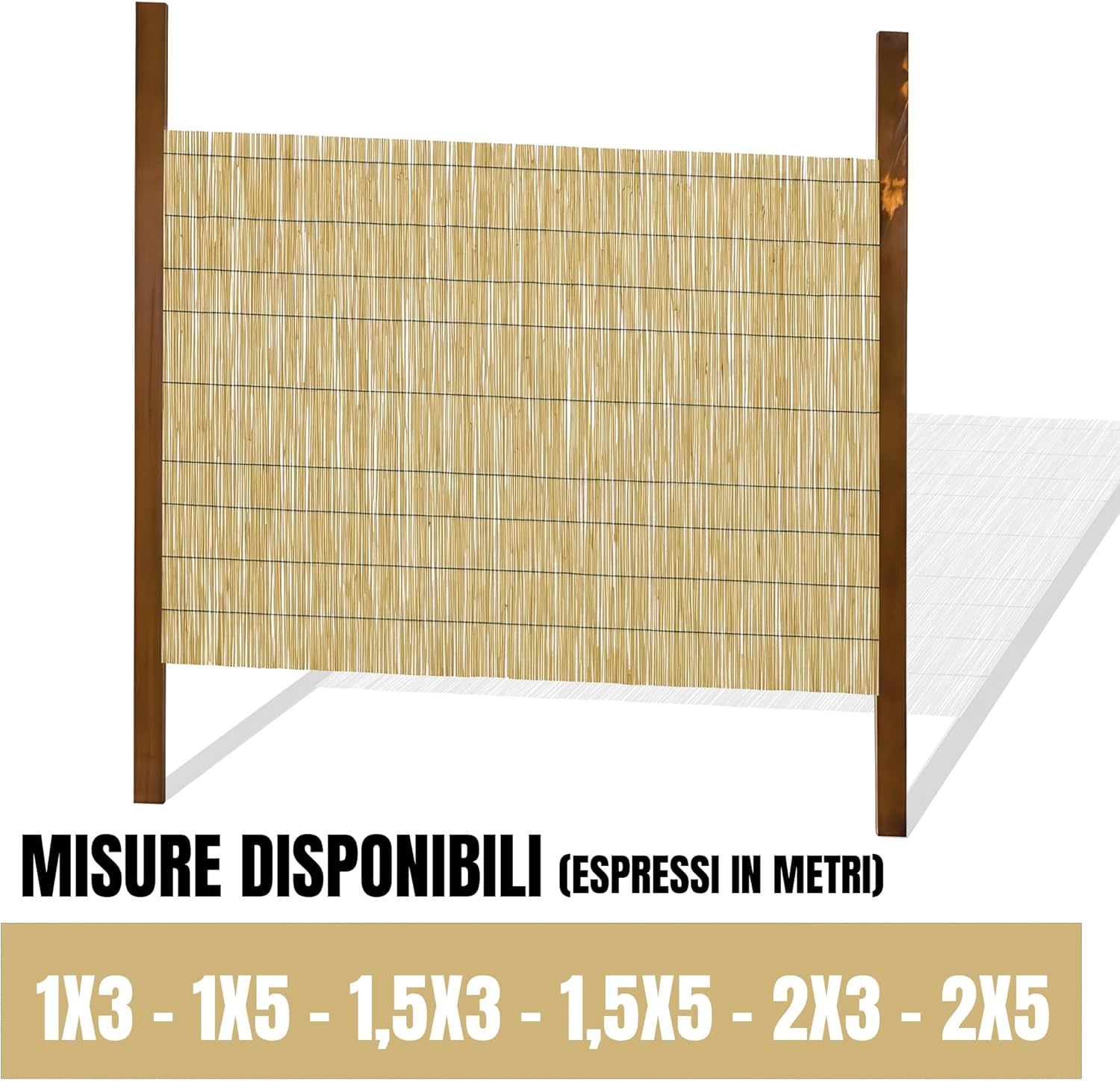 ESTO Canisse En Bambou Naturel Pour Extérieur, Barreau Brise Vue Ombrage De Jardin, Terrasse, Balcon, Tapis De Clôture Décorative En Canne Bambou, Filet Franges Privacy (2 x 5 mètres) 2x5 Metres