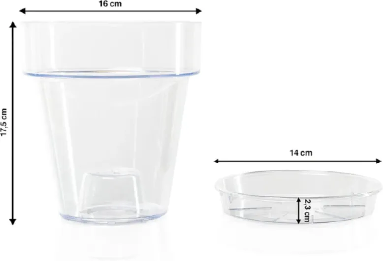 2 Pot pour orchidée en Plastique Transparent avec Trous de Drainage et 2 soucoupes - Diamètre 16 cm 2 Ø 16 cm