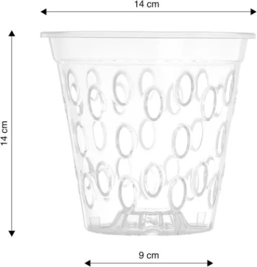 Pot à orchidées Micro-perforé en Plastique Transparent - (Ø 14 cm, 5) 5 14