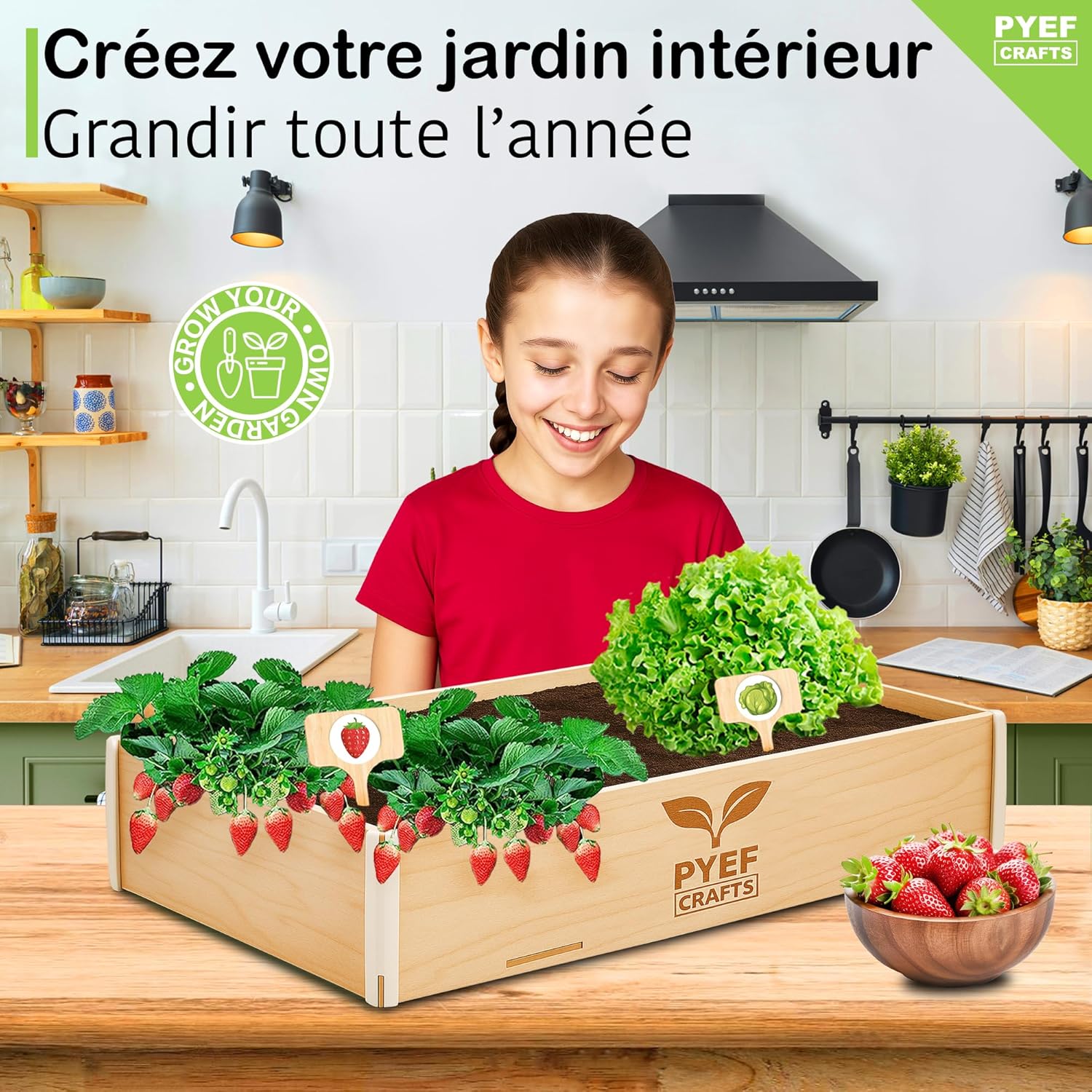 Kit Jardinage Enfant Plante à Faire Pousser - Kit Prêt à Pousser Interieur - Plantation Enfant Graine Potager - Potager avec 4 Variétés de Graines Légumes