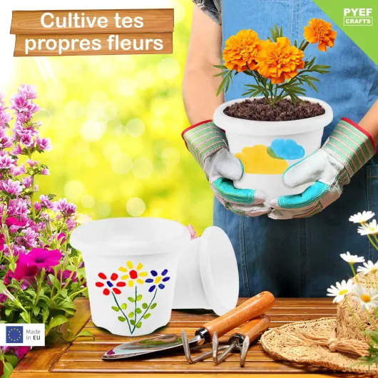 Kit Jardinage Enfant - Jardin Enfant pour Peindre des Fleurs - Set Jardinage & Plantation - Kit de Jardiniere Potager pour le Gamin - Prêt à Pousser Jardiniere Gamin (Fleurs)