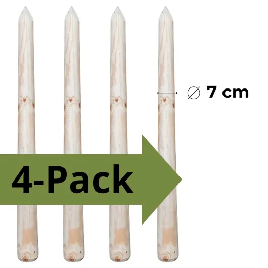 ø 7cm Lot de 4 Piquet Cloture Bois Longueur : 240 cm Poteaux De Clôture De Jardin Non Imprégné Résistant Aux Intempéries Palissade Tuteurs avec Pointe