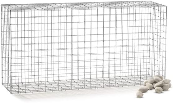 Mur en Gabion Acier galvanisé Cage à Pierres Panier de Gabion de Jardin décoratif tirants et Crampons Inclus L120 x H60 x Pr.30 cm