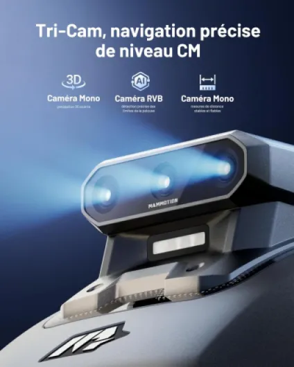 YUKA Mini 2 500 Robot Tondeuse, jusqu'à 500m², Zéro Perte de Signal, sans RTK, AI Traitement d’Image à Trois Caméras Robot Tondeuse, Auto Cartographie Multi-Zones, DropMow Gris-YUKA mini 2 500