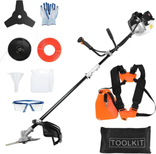 Coupe-Bordure Thermique 52cc, Débroussailleuse Essence 2-en-1 avec Système Anti-Vibration, Outil Jardinage pour Particuliers et Professionnels, Moteur Thermique