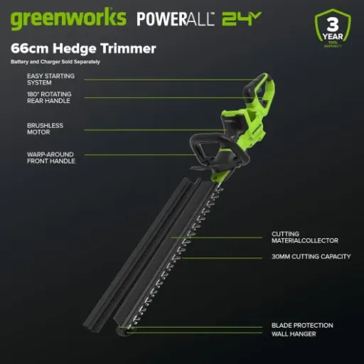 Test Greenworks Taille-Haies 24V 66cm : un gros coupeur bien pensé, mais pas pour les petits bras