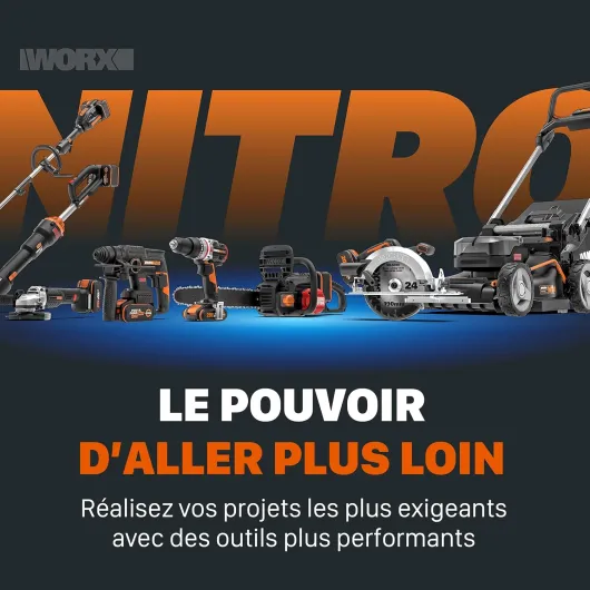 Taille-Haies sans Fil 40V WG286E.9, Lame Double Action affutée au Laser 61 cm, écartement 27 mm, Moteur Brushless, poignée Pivotante, Fourreau de Protection, livré sans Batterie Large Lame de 61cm - sans batterie
