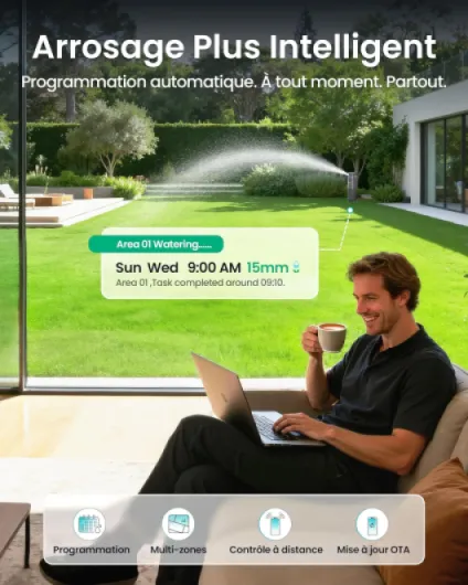 IrriSense 2 Système d’Irrigation Intelligent, Arrosage Multi-Zones avec Contrôle par Application, Programmation Intelligente et Capteur de Pluie pour Pelouses jusqu’à 446 m² Graphite Grey