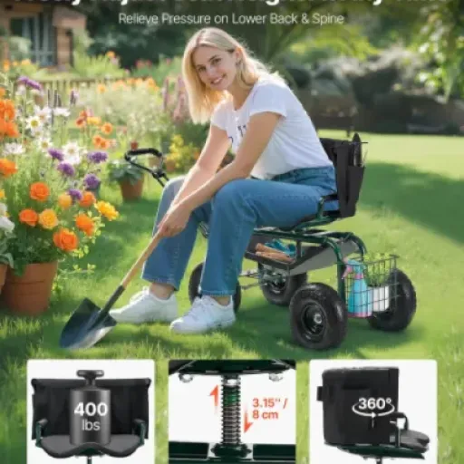 Test VEVOR Siège de Jardin Roulant : le tabouret sur roues qui soulage le dos (mais pas parfait)