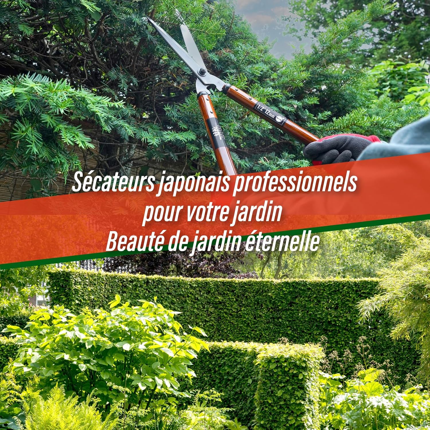 Cisaille à haies 575mm - Sécateur de jardin professionnel japonais à deux mains pour une taille précise 195mm Blade Hedge Shears