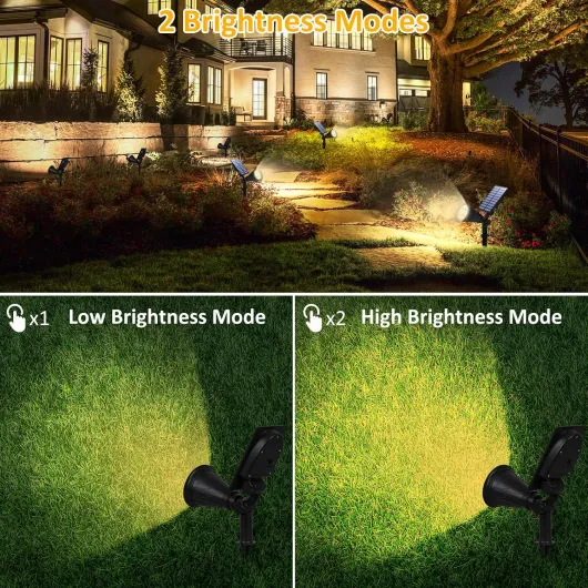 T-SUN [2 Pack LED Solaire Projecteur, Lampe Solaire de 4 LED, Étanche Extérieur Lampe Jardin，Éclairage de Sécurité Paysage Lumière pour Chrismas Arbre, Clôture, Patio, Fête - （Blanco Naturel 4000K Blanc Naturel Lot de 2