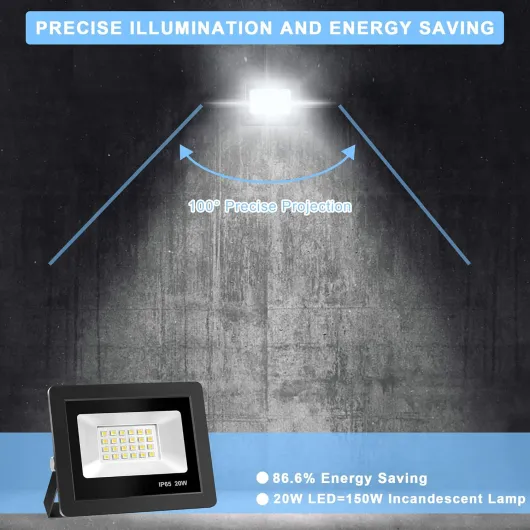 Realky 20W Projecteur LED, Spot LED avec 24 LEDs Eclairage Exterieur IP65 Etanche, Projecteur LED Extérieur 6500K Éclairage mural d'extérieur pour Jardin, Patio, Garage, Entrée (2 PCS) 20w 2 PCS 6500K