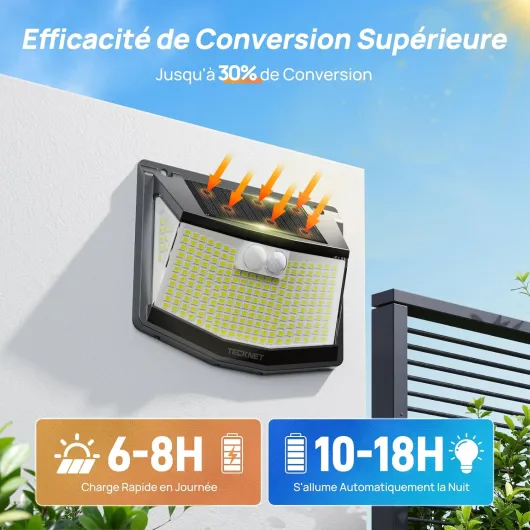 Lampe Solaire Extérieur, 248 LEDs, Projecteur Solaire avec Éclairage à 300°, Lampe Murale Étanche IP66, 3 Modes, avec Détecteur de Mouvement, pour Jardin Allée Garage-4pcs Noir 4pcs