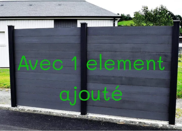 Brise Vent Vue Ou Départ De Cloture De Jardin Palissade Exterieur En Composite Occultant Clostra Formant Un Panneau De 178 Cm De Largeur X 175 Cm De Hauteur Poteaux Noir Lame Grise Anthracite Post001