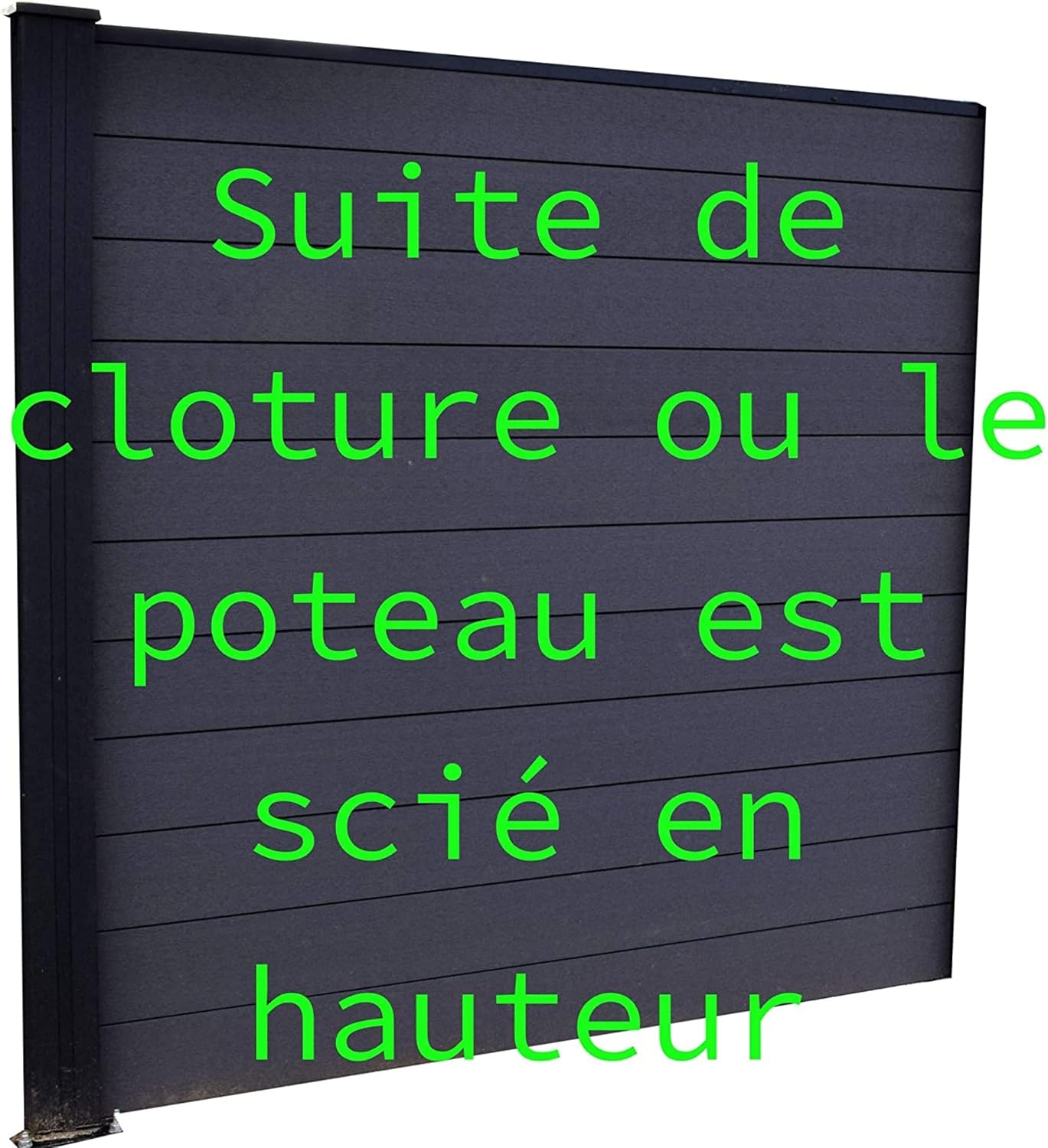 Brise Vent, Brise Vue Ou Suite De Cloture De Jardin Palissade Exterieur En Composite Occultant Clostra Formant Un Panneau De 168 Cm De Largeur X 175 Cm De Hauteur Poteaux Noir Lame Grise Anthracite Post002