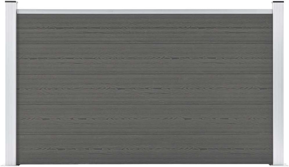 Clôture de Jardin WPC 180x105 cm Gris - Panneau de Clôture Composite Occultant et Modulaire pour Extérieur avec Poteaux en Aluminium et Bases en Acier Solides Gris 180 x 105 cm