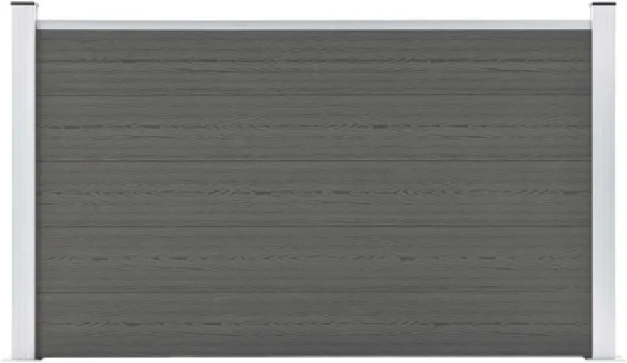 Clôture de Jardin WPC 180x105 cm Gris - Panneau de Clôture Composite Occultant et Modulaire pour Extérieur avec Poteaux en Aluminium et Bases en Acier Solides Gris 180 x 105 cm