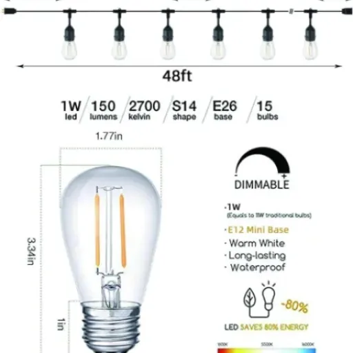 Test Svater Guirlande Lumineuse Extérieure 15M : la guinguette LED simple et efficace pour le jardin