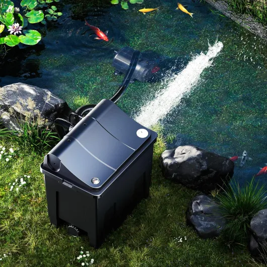 CBF-200T Filtre Biologique – pour étangs de 8000 L Max - – 6000 L/h – Système de Filtration Complet – avec UV et Pompe – bassins Poissons Koi Pompe de bassin, 1 - Chambre, 9 W UV, 6.000 L