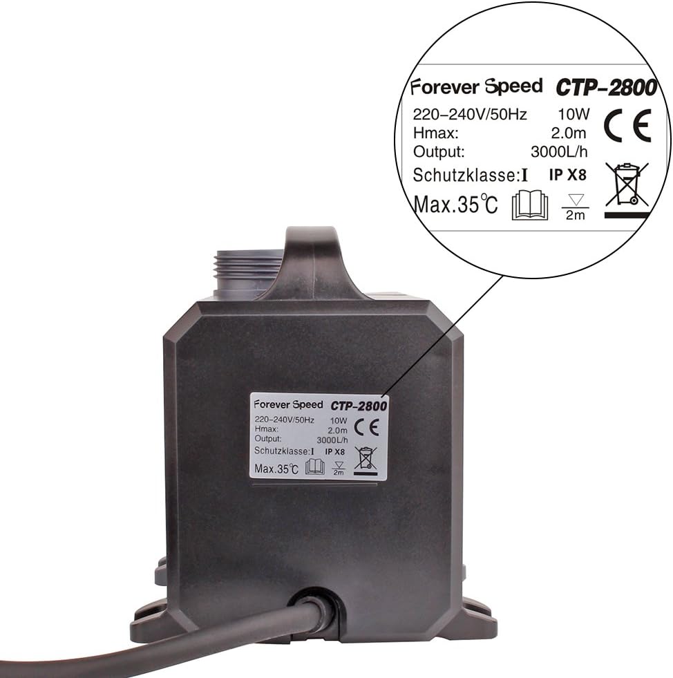 Forever Speed Super Eco Pompe de bassin, pompe à filtre, basse consommation, pompe à eau bassin koï, pompe ruisseau 3000L/H