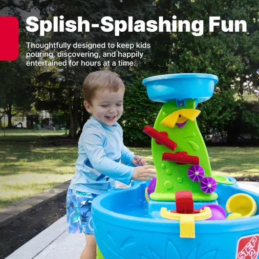 Rain Shower Splash Table d'eau avec 13 Accessoires - Bleu & Vert - Jeu extérieur Aquatique - Activité pour Le Jardin