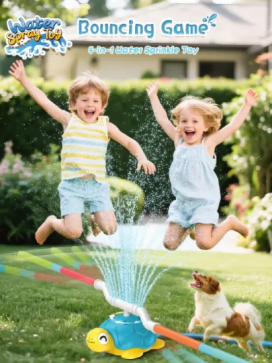 4 en 1 Tortue Jeux Exterieur Enfant, Jeu Exterieur avec Splash D'escargot, Lancement de Bague, Jeu de Baseball et Jeu de Saut, 360° Rotatif Jardin Jouet D'extérieur pour Enfants de 3-12 Ans