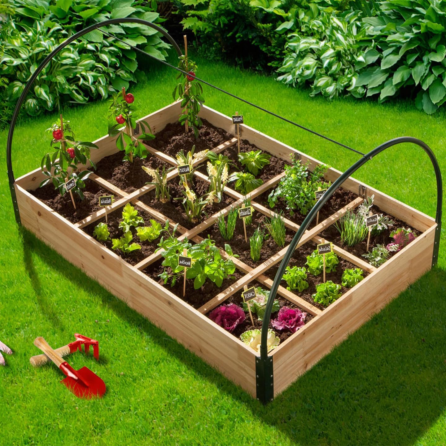 Carré Potager 12 Compartiments + Housse Serre châssis