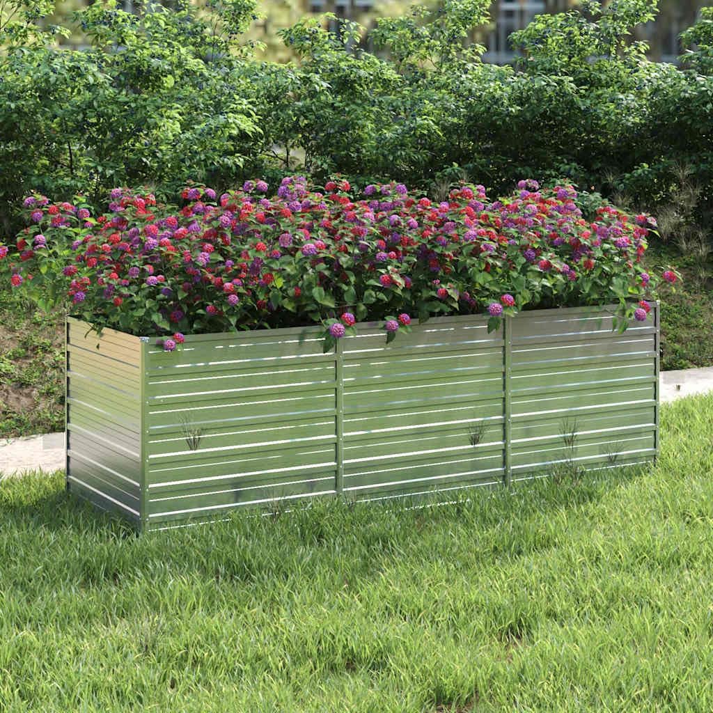 Carré Potager en Acier Galvanisé, Argent, 240x80x77 cm, Bac à Fleurs et Légumes pour Terrasse, Balcon et Jardin, DIY Potager, Jardinière 240 x 80 x 77 cm