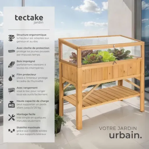 Test tectake Carré Potager sur Pied + Serre : pratique pour débuter, mais bois un peu léger