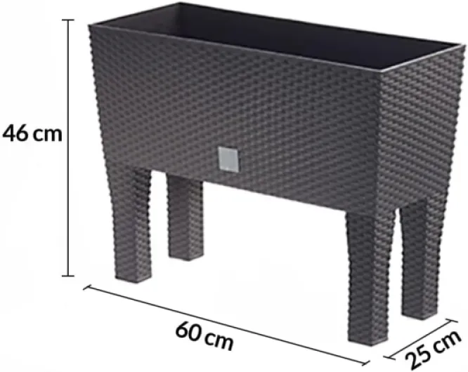 1x Jardiničre surélevée en polyrotin 3 Compartiments 60x25x46 cm Bac ŕ Fleurs sur Pieds 30 L Intérieur extérieur Jardin