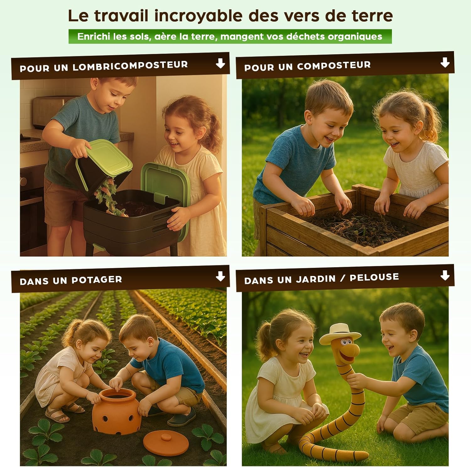 Moutta - 500gr de Vers de Compost - Vers de terre vivants Eisenia, compostez vos déchets organiques - Pour lombricomposteur/composteur/jardin 500gr de Vers de Compost (1,000 vers environ)