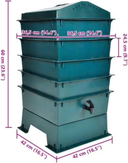 Lombricomposteur 4 Plateaux Vermicomposteur Poubelle Bac à Compost