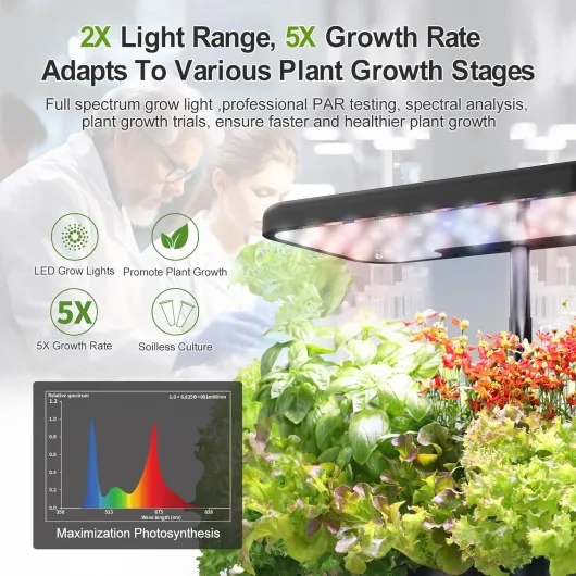 Kit de système de culture hydroponique DRYADES 8 bacs avec lampe de croissance LED spectre complet 24W, jardin d’intérieur avec rappel de pénurie d’eau, outils de jardinage pour la maison, la cuisine Noir Semi-transparent-z223