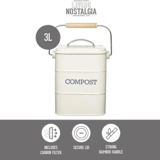 Test KitchenCraft Living Nostalgia Composteur 3L : le petit bac à compost qui reste présentable sur le plan de travail