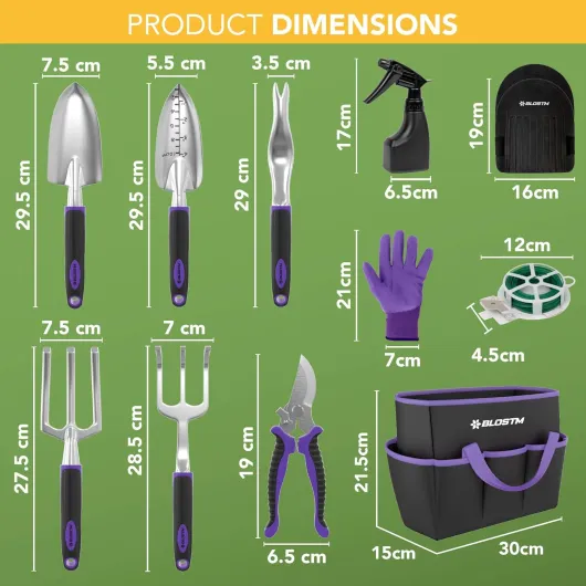 Ensemble d'outils de jardinage 11 pièces – Kit d'outils de jardin robustes avec sac fourre-tout imperméable – Truelle de jardin antirouille avec poignées ergonomiques – Cadeaux de jardinage