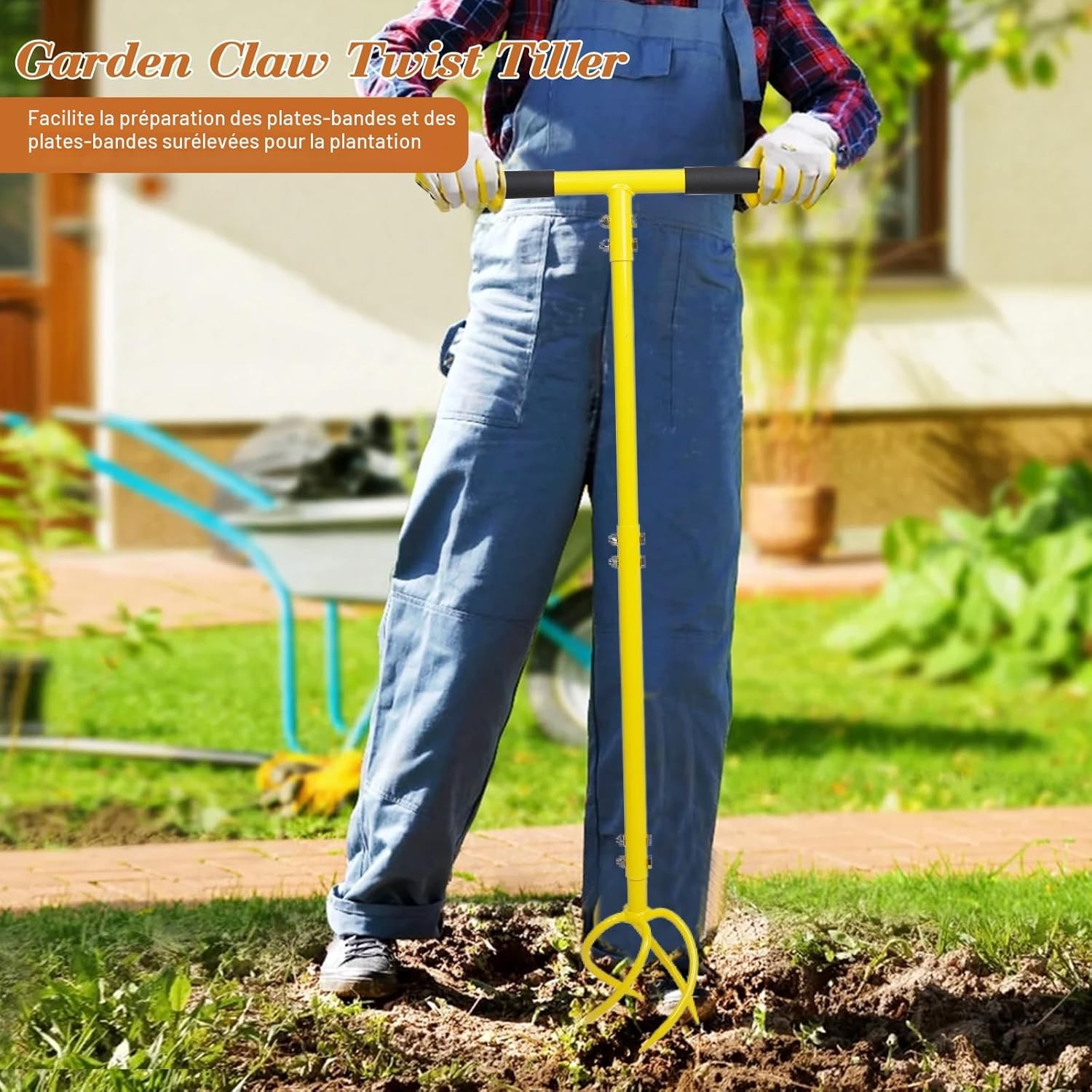 BARAYSTUS Cultivateur de Jardin Avec Manche - Griffe de Sol Manuelle et Désherbage - Twist Tiller Garden Claw